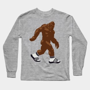 Bigfoot Wearing Slides with Socks Long Sleeve T-Shirt